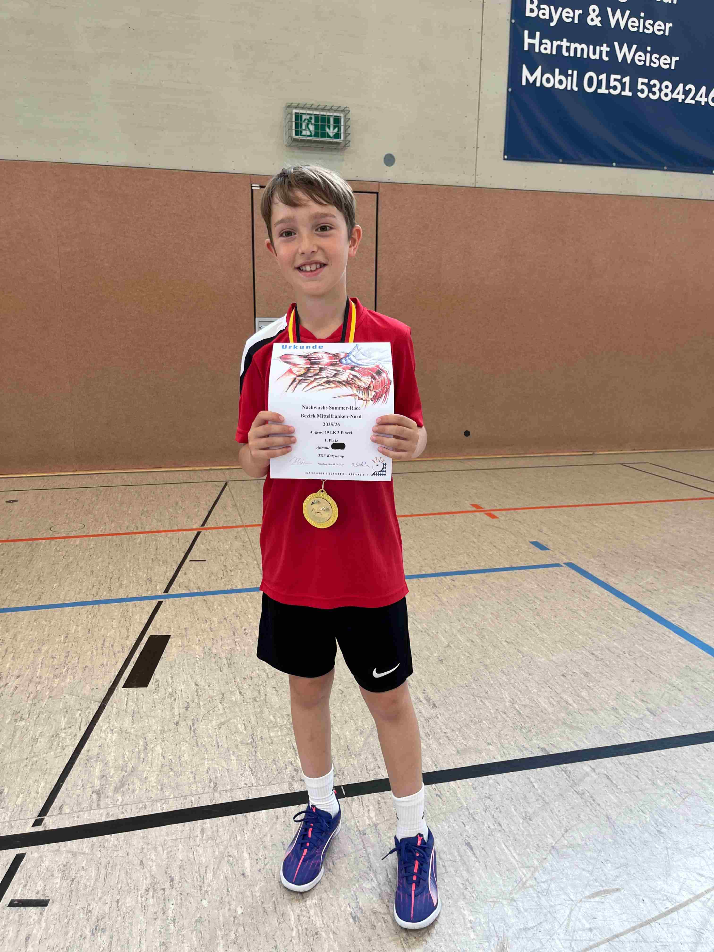 Urkunde 1. Platz LK 3 Antonino Lanza anonymisiert
