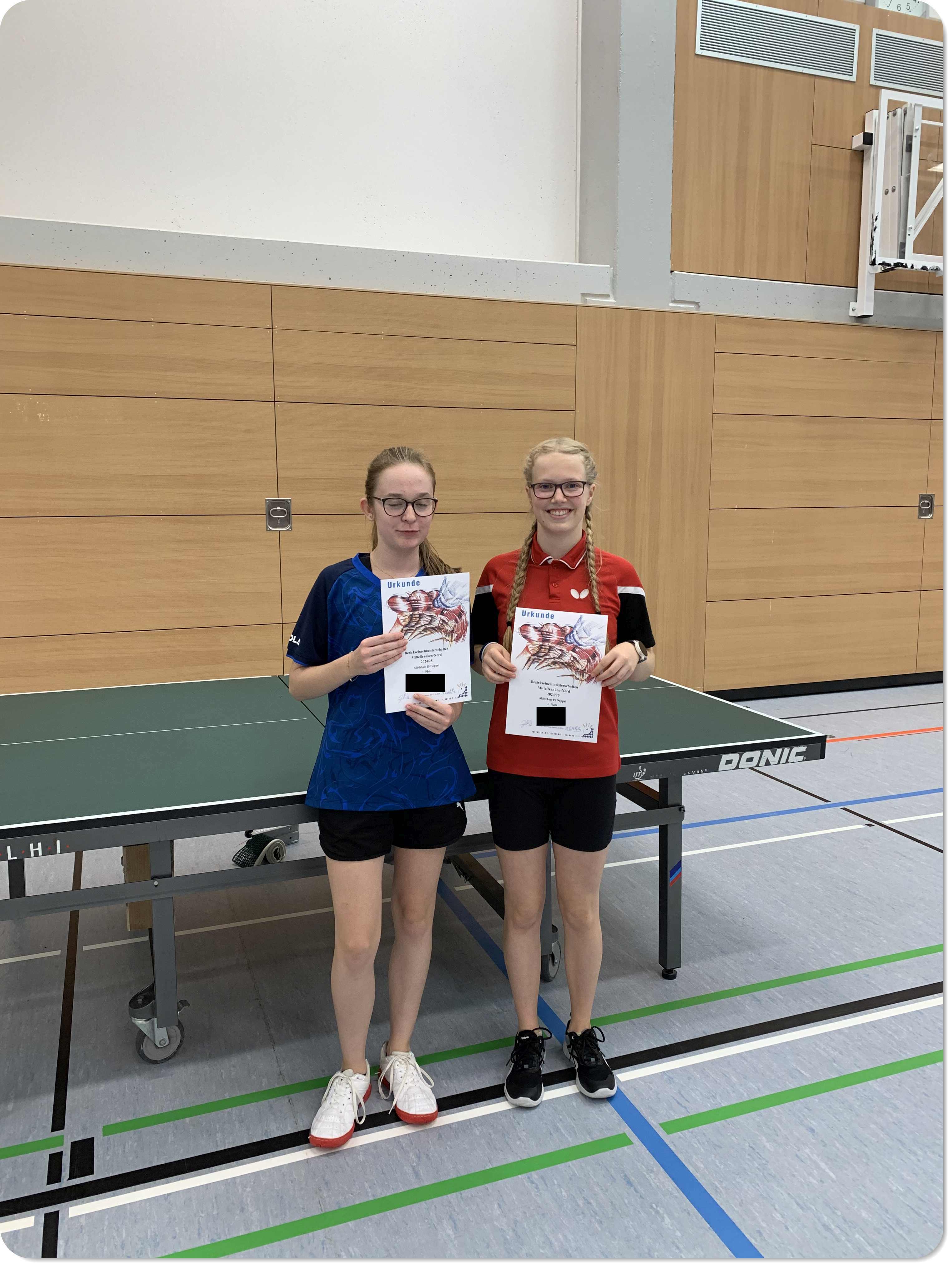 U15 Doppelsieger Laura K. u. Mia Sophie SV DJK Eggolsheim NAMEN aus Urkunde raus